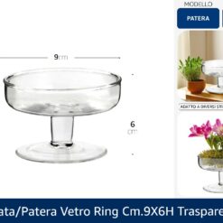 ALZATA/PATERA VETRO RING CM.9X6h TRASPARENTE