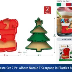 TAGLIAPASTA SET 2 PZ. ALBERO NATALE E SCARPONE IN PLASTICA 8/6X2,2h