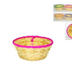 CESTINO INTRECCIATO TONDO CM.20X8h BORDO COLORATO