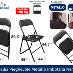 SEDIA PIEGHEVOLE METALLO IMBOTTITA NERO
