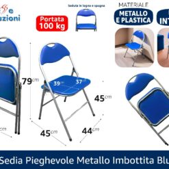 SEDIA PIEGHEVOLE METALLO IMBOTTITA BLU