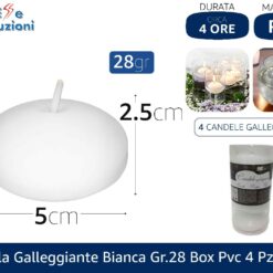 CANDELA GALLEGGIANTE BIANCA GR.28 BOX PVC 4 PZ. 4 ORE