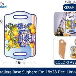 TAGLIERE BASE SUGHERO CM.18X28 DEC. LIMONI