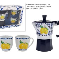 CAFFETTIERA 2 TAZZE + 2 TAZZINE ML.90 CON LIMONI