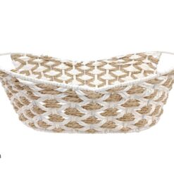 CESTO CARTA DI RISO OVALE CM.43X28X15h BEIGE/BIANCO