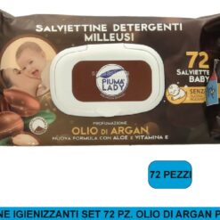 SALVIETTINE IGIENIZZANTI SET 72 PZ. OLIO ARGAN PIUMA LADY