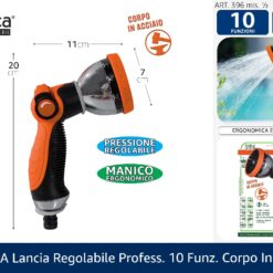 PISTOLA A LANCIA REGOLABILE PROFESS. 10 FUNZ. CORPO IN ACCIAIO