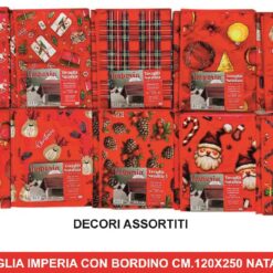 TOVAGLIA IMPERIA CON BORDINO CM.120X250 NATALIZIA