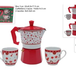 CAFFETTIERA 2 TZ. + 2 TAZZINE DEC. NATALIZI 2 ASS. IN BOX