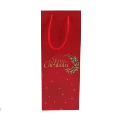 BUSTA REGALO NATALIZIA CM.12X9X36h X BOTTIGLIA ROSSA MERRY CHRISTMAS