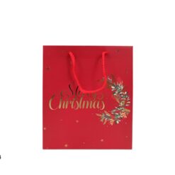 BUSTA REGALO NATALIZIA CM.14X7X18h ROSSA MERRY CHRISTMAS
