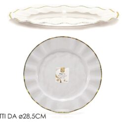 PIATTI SET 6 PZ. CM.28,5 BIANCO CON BORDO