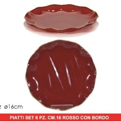 PIATTI SET 6 PZ. CM.16 ROSSO CON BORDO