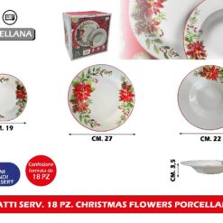PIATTI SERV. 18 PZ. CHRISTMAS FLOWERS PORCELLANA