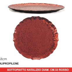 SOTTOPIATTO PLASTICA NATALIZIO DIAM. CM.33 ROSSO