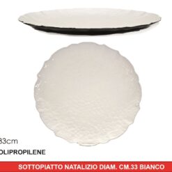 SOTTOPIATTO PLASTICA NATALIZIO DIAM. CM.33 BIANCO