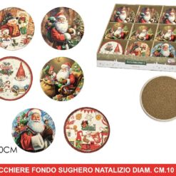 SOTTOBICCHIERE CERAMICA NATALIZIO 3D DIAM. CM.10 6 ASS.