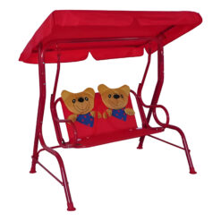 Sicignano | Dondolo da Giardino per Piccoli, Altalena con Tettuccio, Disponibile con Decorazioni Colorate, Tubo 30mm, Nylon, 115x75x110cm, Portata 80kg (Orso)