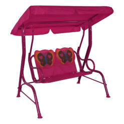 Sicignano | Dondolo da Giardino per Piccoli, Altalena con Tettuccio, Disponibile con Decorazioni Colorate, Tubo 30mm, Nylon, 115x75x110cm, Portata 80kg (Farfalla)