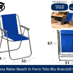 POLTRONA RELAX BEACH IN FERRO TELO BLU BRACCIOLI GRIGIO