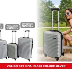 VALIGIE SET 3 PZ. IN ABS COLORE SILVER