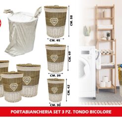 PORTABIANCHERIA SET 3 PZ. TONDO BICOLORE