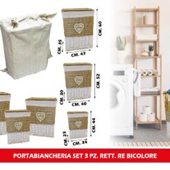PORTABIANCHERIA SET 3 PZ. RETT. RE BICOLORE