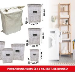 PORTABIANCHERIA SET 3 PZ. RETT. RE BIANCO