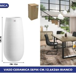 VASO CERAMICA SEPIK CM.12,6X26h BIANCO