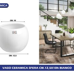 VASO CERAMICA SFERA CM.12,5X10h BIANCO
