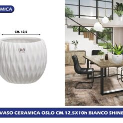 VASO CERAMICA OSLO CM.12,5X10h BIANCO SHINE
