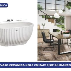 VASO CERAMICA KOLE CM.26X13,5X14h BIANCO