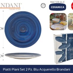 PIATTI PIANI SET 2 PZ. BLU ACQUERELLO BRANDANI