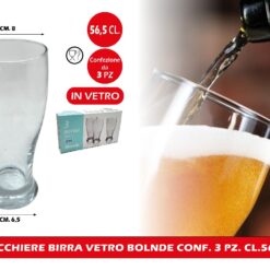 BICCHIERE BIRRA VETRO BOLNDE CONF. 3 PZ. CL.56,5