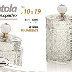 SCATOLA VETRO TONDA CON COPERCHIO CM.10,5X19h