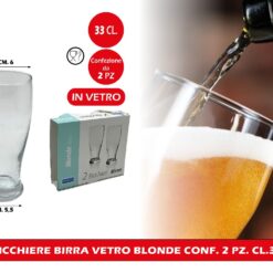 BICCHIERE BIRRA VETRO BLONDE CONF. 2 PZ. CL.33