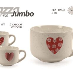 TAZZONE LATTE JUMBO ML.455 CM.11X7X6h DEC. CUORE