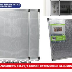 ZANZARIERA CM.70/130X50h ESTENSIBILE ALLUMINIO