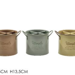 PORTA MESTOLI/UTENSILI CUCINA 4 SCOMPARTI METALLO CM.13,5X12,3h 3 COLORI