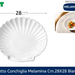 PIATTO CONCHIGLIA MELAMINA CM.28X28 BIANCO