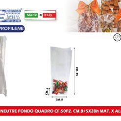BUSTE NEUTRE FONDO QUADRO CF.50PZ. CM.8+5X28h MAT. X ALIMENTI