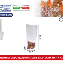 BUSTE NEUTRE FONDO QUADRO CF.50PZ. CM.9+5X24h MAT. X ALIMENTI