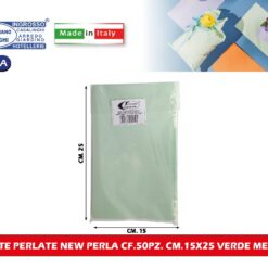 BUSTE PERLATE NEW PERLA CF.50PZ. CM.15X25 VERDE MENTA
