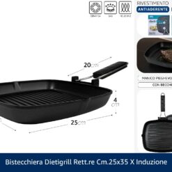 BISTECCHIERA DIETIGRILL RETT.RE CM.25X35 X INDUZIONE