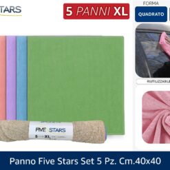 PANNO MICROFIBRA FIVE STARS SET 5 PZ. CM.40X40