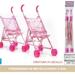 PASSEGGINO IN METALLO ROSA 2 ASS.