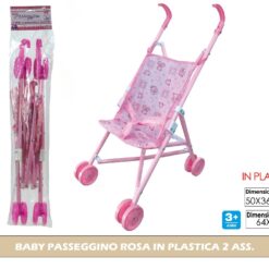 BABY PASSEGGINO ROSA IN PLASTICA 2 ASS.
