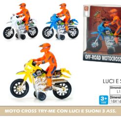 MOTO CROSS TRY-ME CON LUCI E SUONI 3 ASS.