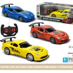 AUTO SUPER CAR RACING CON RADIOCOMANDO 4 FUNZIONI 3 ASS.