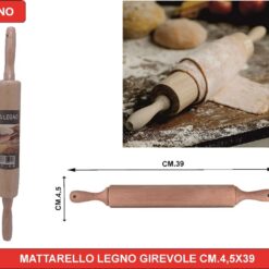 MATTARELLO LEGNO GIREVOLE CM.4,5X39